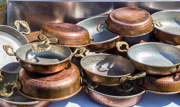 Set New Metal Pans Cookware — Stock Photo, Image
