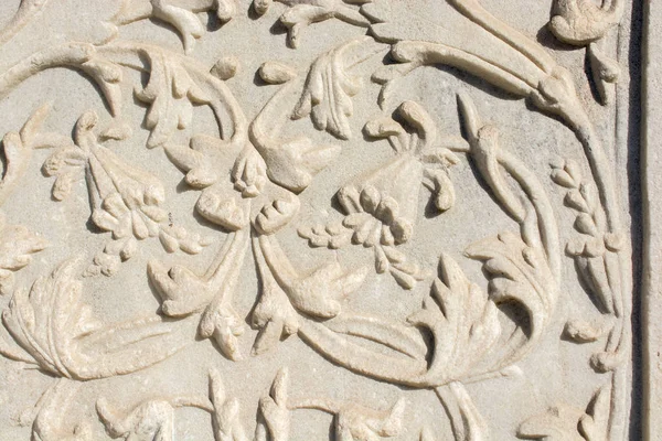 Pierre Marbre Ottomane Sculptant Art Dans Des Motifs Floraux — Photo