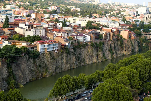 Tbiliszi Kura Folyó Panorámája Grúziában — Stock Fotó