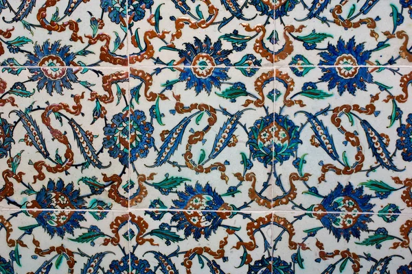 Otomano Antiguo Hecho Mano Turco Azulejos Con Patrones Florales — Foto de Stock