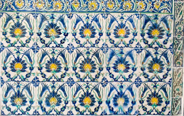 Azulejos Turcos Artesanais Antigos Otomanos Com Padrões Florais — Fotografia de Stock