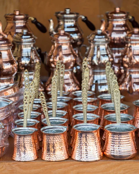 Turkish Coffee Pots Made Traditional Style — Stock Photo, Image