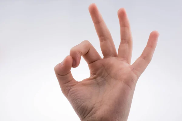 Hand Making Good Symbol Whitebackground — Stock Photo, Image