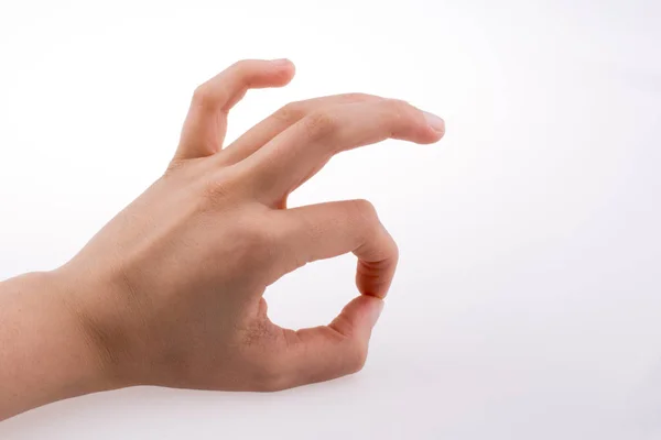 Tangan Membuat Simbol Baik Pada Latar Belakang Putih — Stok Foto