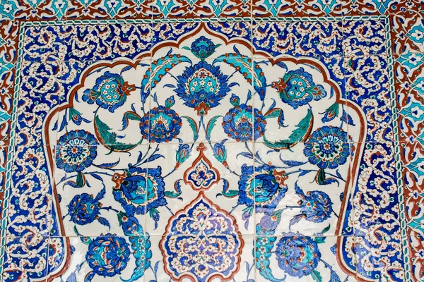 Azulejos Turcos Artesanais Antigos Otomanos Com Padrões Florais — Fotografia de Stock