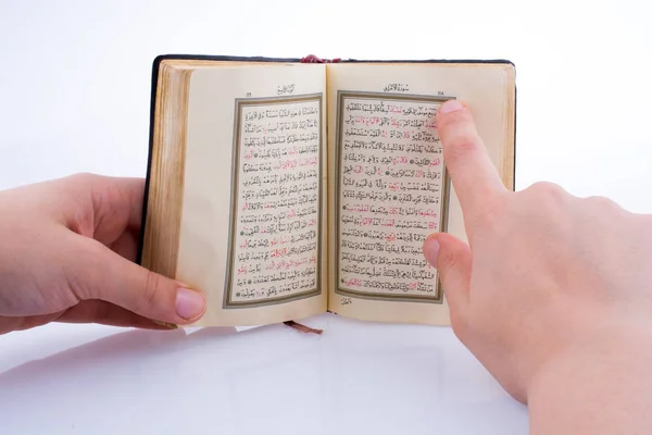 Hand Holding Holy Quran White Background — Stock Photo, Image