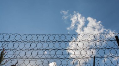 Korunmak için kullanılan dikenli tel çitler.