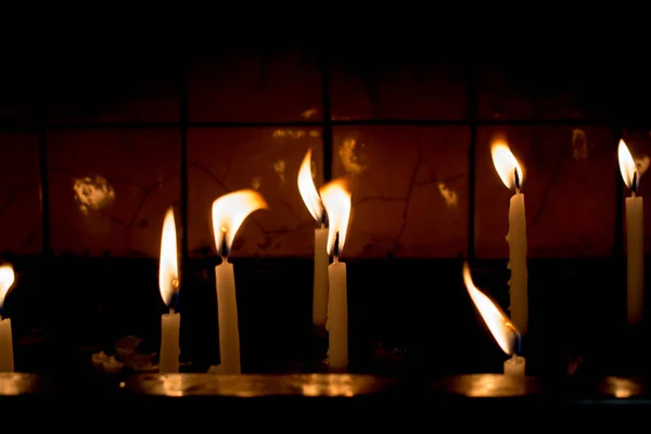 Candele Accese Lume Candela Buio — Foto Stock