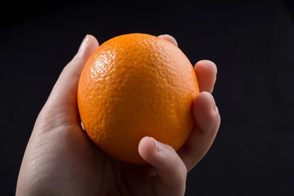 Fruit Orange Hand Black — Stock Photo, Image