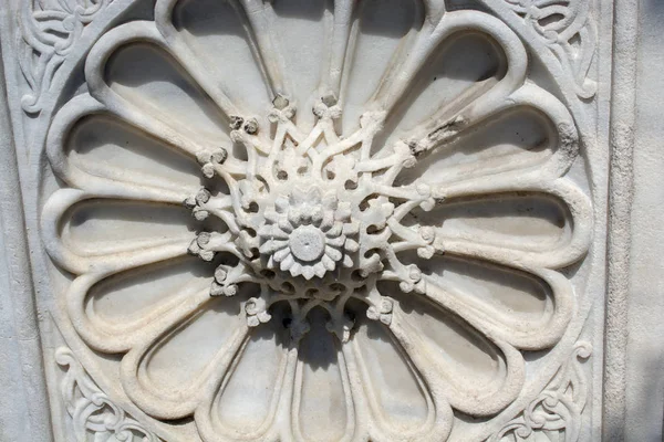 Osmanský Mramorový Kámen Vyřezávání Umění Květinové Vzory — Stock fotografie