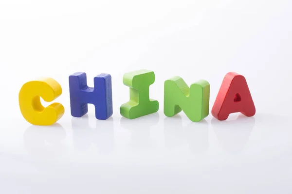 Das Mit Bunten Buchstabenblöcken Geschriebene Wort China — Stockfoto