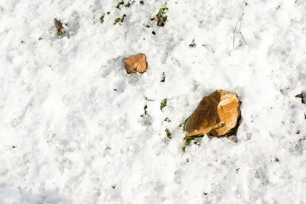 Жовті Камені Земля Вкрита Снігом — стокове фото