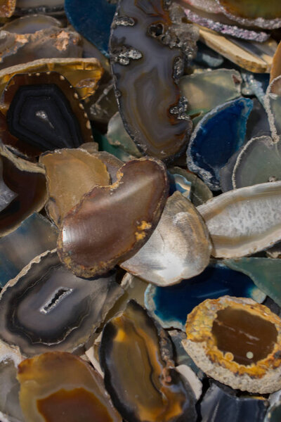 A cross section of Agate gemstone as natural mineral rock