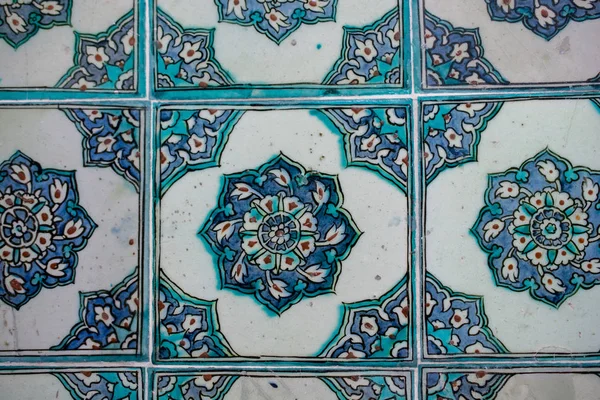 Otomano Antiguo Hecho Mano Turco Azulejos Con Patrones Florales — Foto de Stock