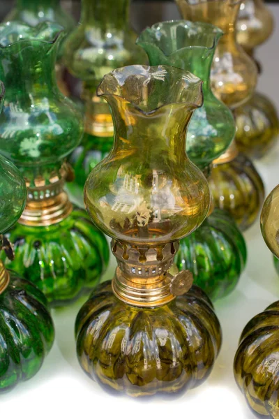 Set Old Retro Style Lanterns Made Metal — Stock Photo, Image