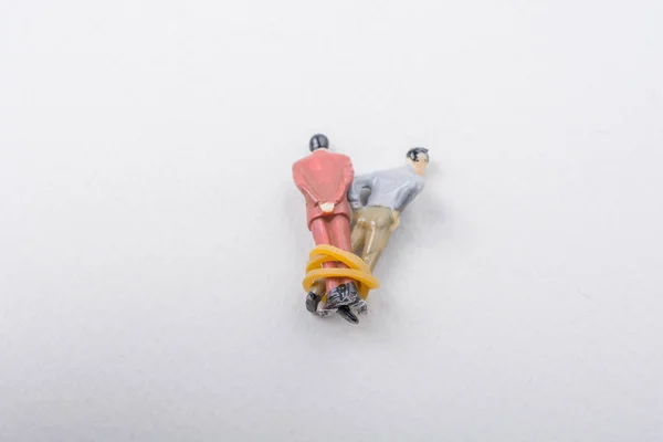 Pequeña Figurita Hombre Modelo Envuelta Cuerda — Foto de Stock