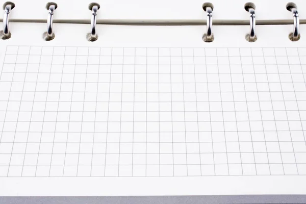 Notebook Branco Verificado Com Espiral — Fotografia de Stock