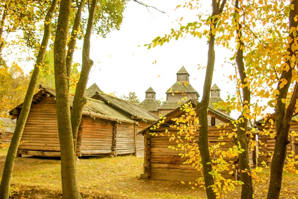 Traditionella Ukrainska Landsbygden Stuga Med Halm Tak — Stockfoto