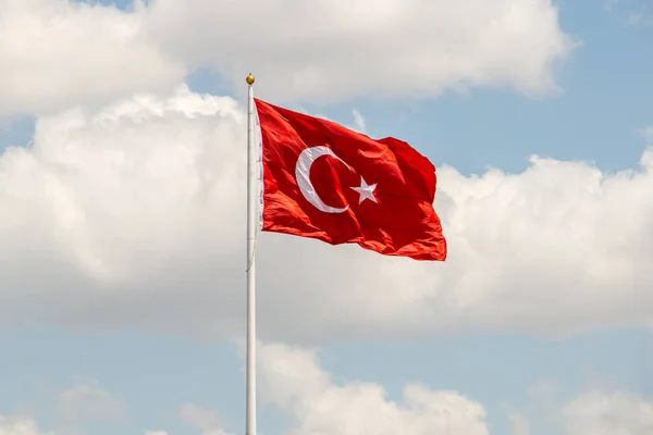 Török Nemzeti Zászló Lóg Szabadban — Stock Fotó