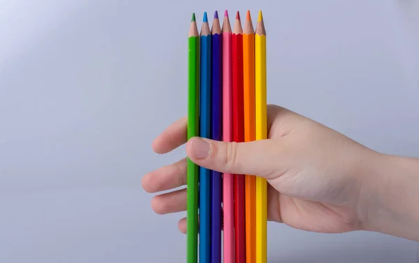 持ち手の色白い背景に置かれた鉛筆 — ストック写真