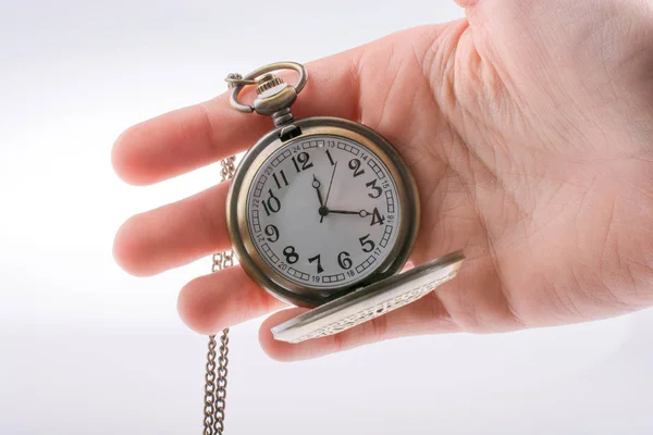 Hand Holding Retro Styled Pocket Watch Hand Royalty Free Stock Images