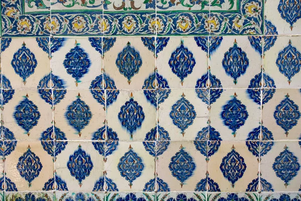 Otomano Antiguo Hecho Mano Turco Azulejos Con Patrones Florales — Foto de Stock