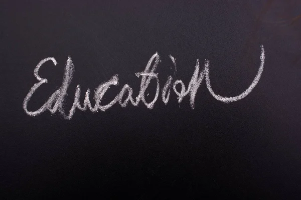 Mot Écrit Main Éducation Craie Blanche Sur Tableau Noir — Photo