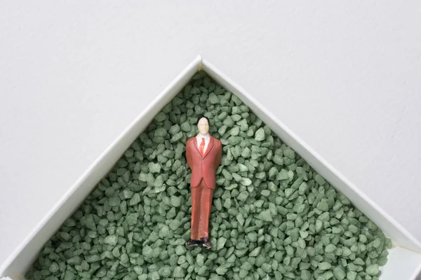 Petite Figurine Homme Miniature Sable Vert Texture — Photo