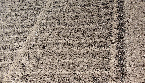 Campo Caricato Con Tracce Vista Primavera — Foto Stock