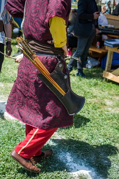 Frecce Legno Vecchio Stile Nel Caso Arciere — Foto Stock