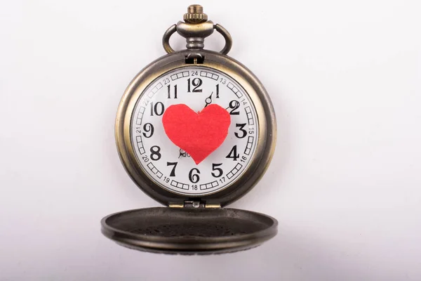 Concepto Amor Para Día San Valentín Reloj Retro —  Fotos de Stock
