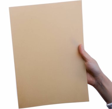 Kağıdın beyaz bir arka plan üzerinde elinde