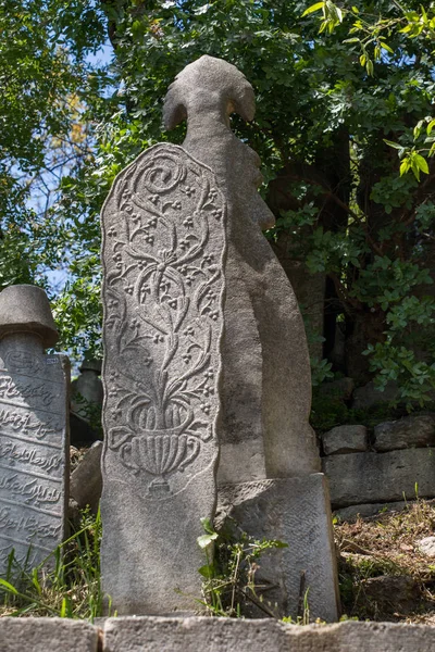 Pedra Velha Nas Sepulturas Istambul Tempo Otomano — Fotografia de Stock