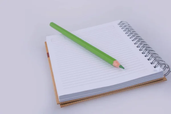 Color Pencil Notebook White Background — Stock Photo, Image