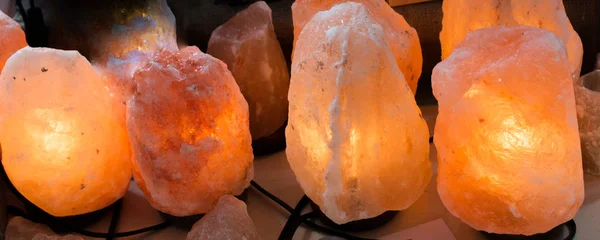 Himalayan salt lamp at the market ready to be sold