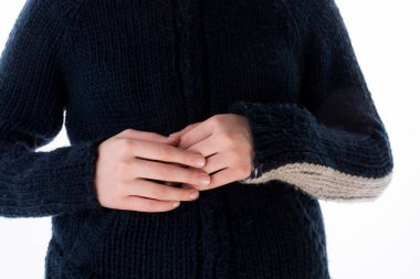 Beyaz bir arka planda el hareketi yapmak.