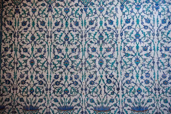 Otomano Antiguo Hecho Mano Turco Azulejos Con Patrones Florales — Foto de Stock