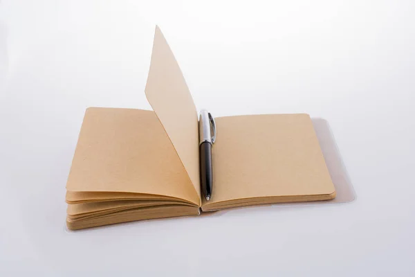 Pen Notebook White Background — Stock Photo, Image