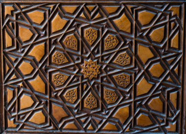 Tahtada geometrik desenli Osmanlı Türk sanatı