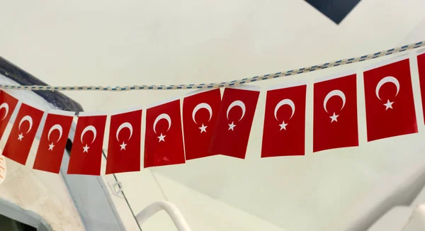 Turkish National Flag Open Air Rope — Stock Photo, Image