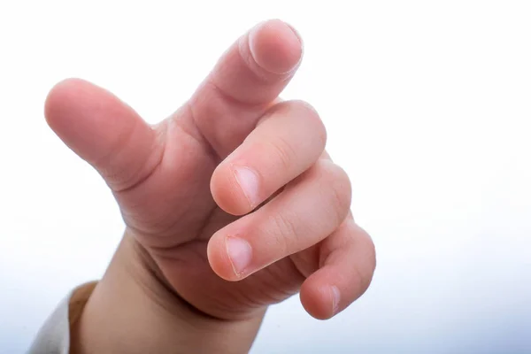 Vista Una Mano Bambino Uno Sfondo Bianco — Foto Stock