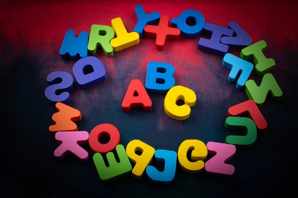 Colorido Abc Letras Alfabeto Feito Madeira — Fotografia de Stock