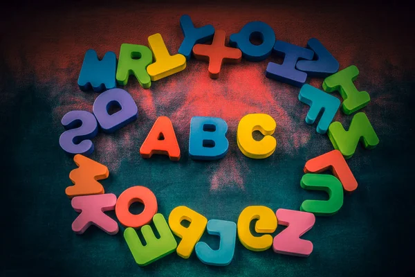 Colorido Abc Letras Alfabeto Feito Madeira — Fotografia de Stock