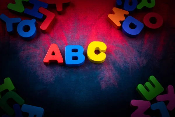Colorido Abc Letras Alfabeto Feito Madeira — Fotografia de Stock