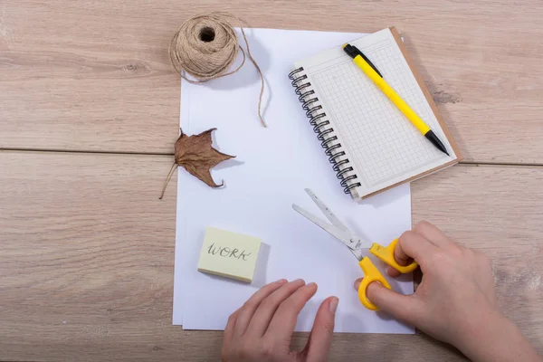 Materials and tools for hand work of art on a  desk