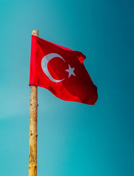 Turkish National Flag Hang Pole Open Air — Stock Photo, Image