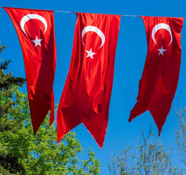 Türk Ulusal Bayrağı Açık Havada Sallanıyor — Stok fotoğraf