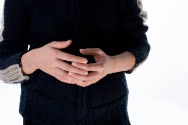 Beyaz bir arka planda el hareketi yapmak.