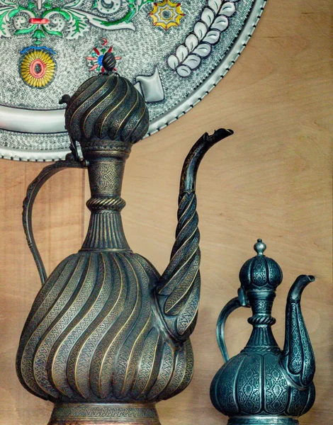 Ancient Metal Jug Oriental Style Antique Market — Stock Photo, Image