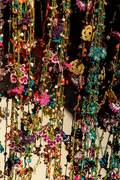 Turco Aguja Colorido Trabajo Bordado Flores Como Fondo — Foto de Stock